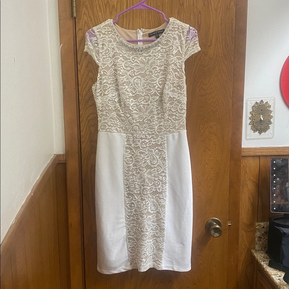 Fifth & Park cream lace dress